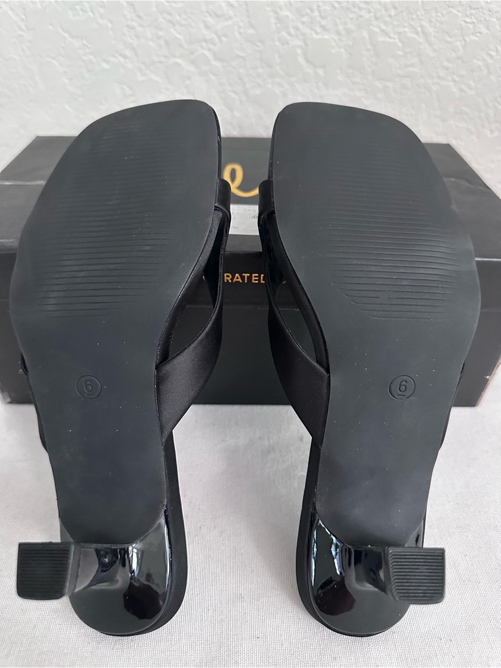 Lulus Mirzam Black Satin Kitten Heel Slide Sandals Size 6 - Picture 8 of 12
